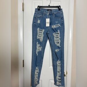 ITOO Italy Blue Skinny Distressed Jeans with Edgy Style